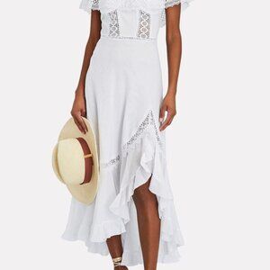 Charo Ruiz Louise Off-The-Shoulder White Midi Dress